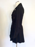 KENZO BLACK EMBROIDERED BACK COTTON MAC SIZE 16