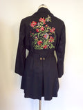 KENZO BLACK EMBROIDERED BACK COTTON MAC SIZE 16