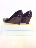 LK BENNETT ZAHARA BLACK PATENT & TORTOISE SHELL WEDGE HEELS SIZE 5.5/38.5