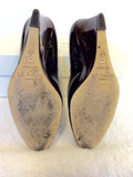 LK BENNETT ZAHARA BLACK PATENT & TORTOISE SHELL WEDGE HEELS SIZE 5.5/38.5