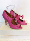 PHASE EIGHT PINK PEEP TOE BOW TRIM MARY JANE HEELS SIZE 3.5/36