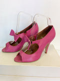 PHASE EIGHT PINK PEEP TOE BOW TRIM MARY JANE HEELS SIZE 3.5/36