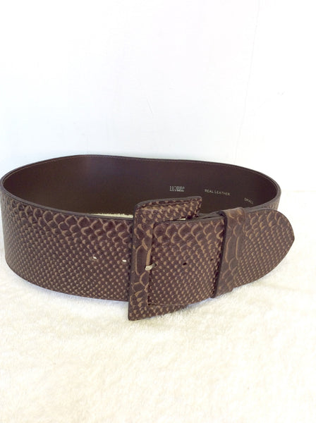 BRAND NEW HOBBS BROWN SNAKESKIN WIDE LEATHER BELT SIZE S