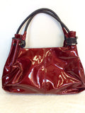 RUSSELL & BROMLEY DEEP RED PATENT LEATHER SHOULDER BAG