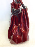 RUSSELL & BROMLEY DEEP RED PATENT LEATHER SHOULDER BAG