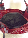 RUSSELL & BROMLEY DEEP RED PATENT LEATHER SHOULDER BAG