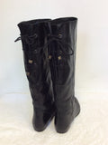 RUSSELL & BROMLEY BLACK LEATHER LACE UP BACK FLAT BOOTS SIZE 4/37