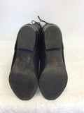 RUSSELL & BROMLEY BLACK LEATHER LACE UP BACK FLAT BOOTS SIZE 4/37