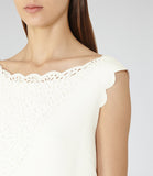 REISS VITA OFF WHITE LASER CUT OUT DETAIL DRESS SIZE 12