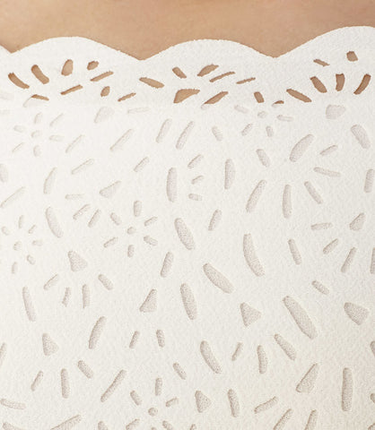 REISS VITA OFF WHITE LASER CUT OUT DETAIL DRESS SIZE 12