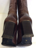 JONES THE BOOTMAKER CHESTNUT BROWN LEATHER KNEE LENGTH BOOTS SIZE 7.5/41