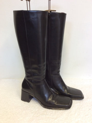 BP BLACK LEATHER KNEE LENGTH BOOTS SIZE 7.5/41