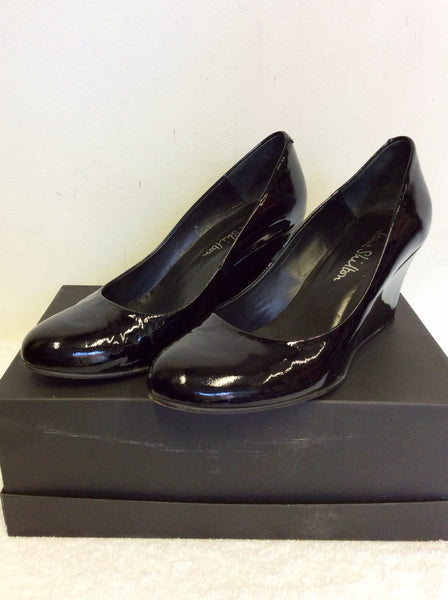 JANE SHILTON BLACK PATENT LEATHER WEDGE HEELS SIZE 5.5/38.5