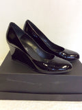JANE SHILTON BLACK PATENT LEATHER WEDGE HEELS SIZE 5.5/38.5
