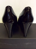JANE SHILTON BLACK PATENT LEATHER WEDGE HEELS SIZE 5.5/38.5