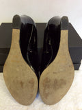 JANE SHILTON BLACK PATENT LEATHER WEDGE HEELS SIZE 5.5/38.5