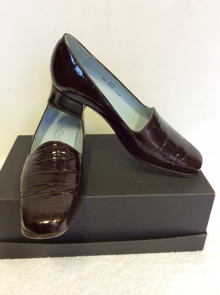 BRAND NEW VAN DAL DARK BROWN PATENT LEATHER CROC JEAN COURT SHOES SIZE 4.5/ 37.5