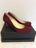 LK BENNETT DEEP RED/WINE SUEDE HEELS SIZE 7/40