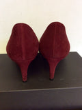 LK BENNETT DEEP RED/WINE SUEDE HEELS SIZE 7/40