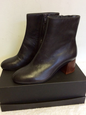 BRAND NEW MARKS & SPENCER AUTOGRAPH CHARCOAL GREY LEATHER ANKLE BOOTS SIZE 3/35.5