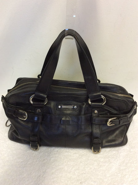KAREN MILLEN BLACK SILVER BUCKLE TRIMS HANDBAG