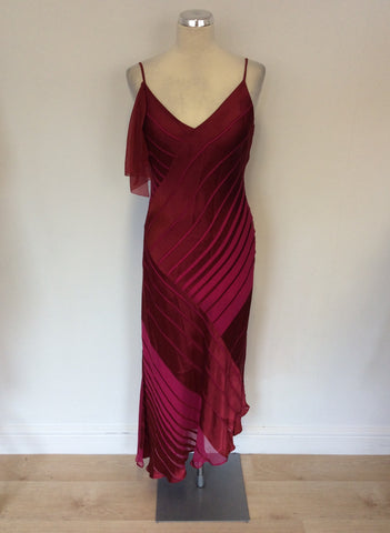 MONSOON CRANBERRY SILK BLEND STRAPPY SPECIAL OCCASION DRESS SIZE 10