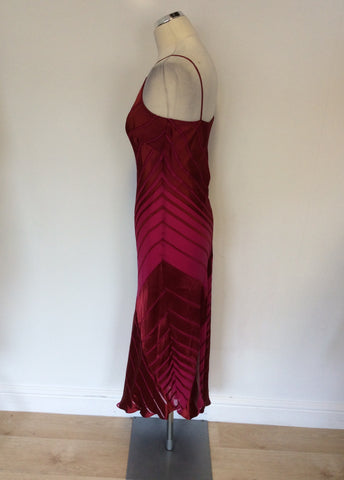 MONSOON CRANBERRY SILK BLEND STRAPPY SPECIAL OCCASION DRESS SIZE 10