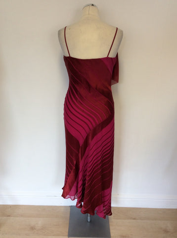 MONSOON CRANBERRY SILK BLEND STRAPPY SPECIAL OCCASION DRESS SIZE 10