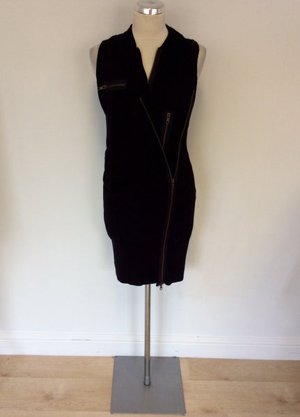 BRAND NEW RELIGION BLACK ZIP DETAIL STRETCH JERSEY DRESS SIZE M/12