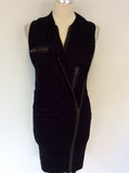 BRAND NEW RELIGION BLACK ZIP DETAIL STRETCH JERSEY DRESS SIZE M/12