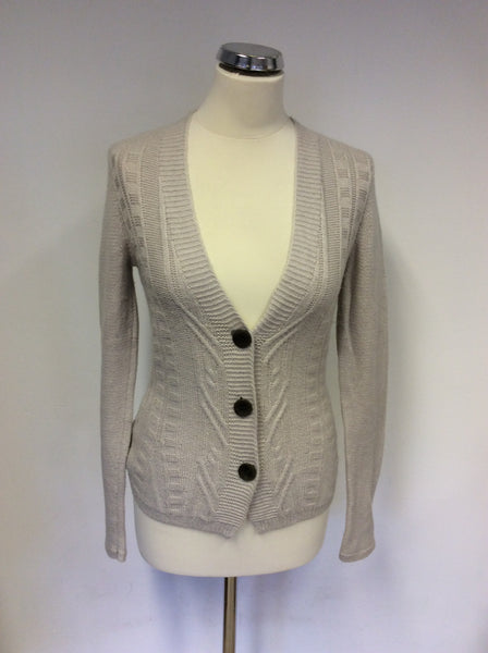 HOBBS BEIGE WOOL BLEND V NECK CARDIGAN SIZE 10