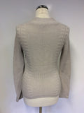 HOBBS BEIGE WOOL BLEND V NECK CARDIGAN SIZE 10