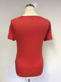 HOBBS CORAL FINE KNIT SHORT SLEEVE COTTON JUMPER SIZE 10