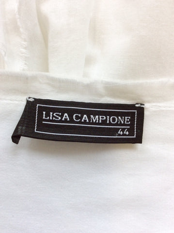 LISA CAMPIONE WHITE COTTON JACKET & SKIRT SUIT SIZE 14/16