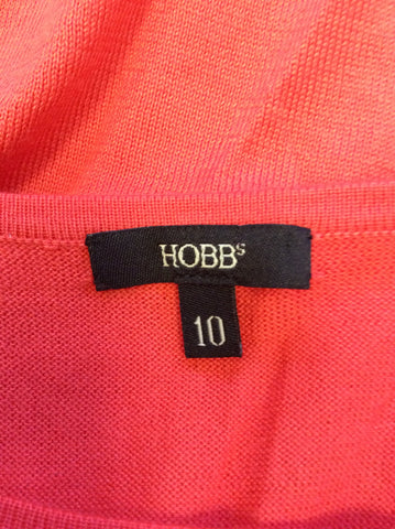 HOBBS CORAL FINE KNIT SHORT SLEEVE COTTON JUMPER SIZE 10