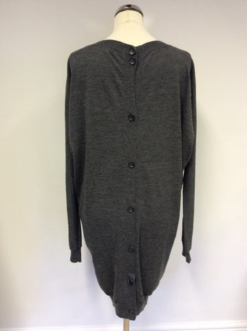 BRUUNS BAZAAR COPENHAGEN GREY WOOL REAR BUTTON WOOL KNIT DRESS SIZE L