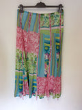 VERSE MULTI COLOURED PRINT SHIRT,TOP & SKIRT SIZE 42 UK 14