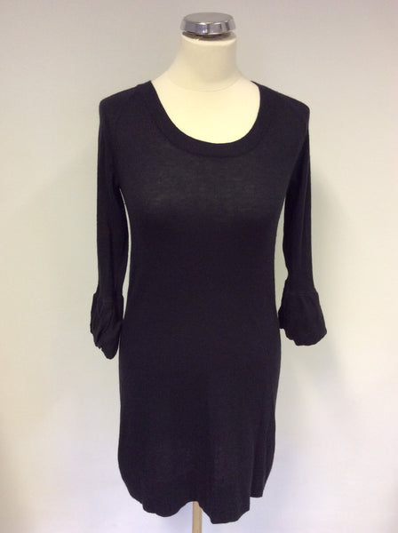 HOBBS BLACK KNIT SCOOP NECK LONG JUMPER / MINI DRESS SIZE 10