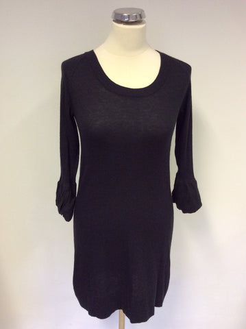 HOBBS BLACK KNIT SCOOP NECK LONG JUMPER / MINI DRESS SIZE 10