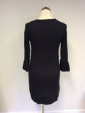 HOBBS BLACK KNIT SCOOP NECK LONG JUMPER / MINI DRESS SIZE 10