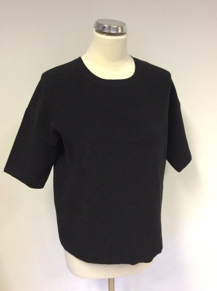 HOBBS BLACK RIBBED OVER SIZE SHORT SLEEVE JUMPER SIZE 8