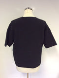 HOBBS BLACK RIBBED OVER SIZE SHORT SLEEVE JUMPER SIZE 8