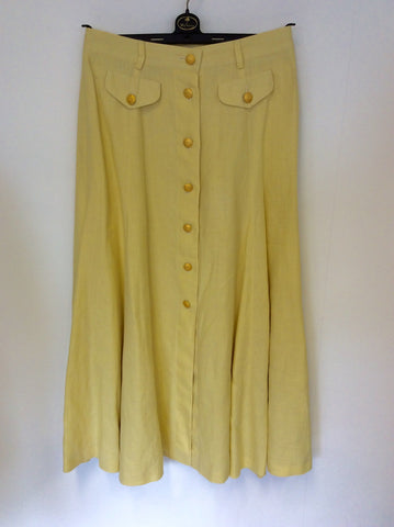 VINTAGE ESCADA LEMON LINEN JACKET,SKIRT & TROUSER SUIT FIT UK 12