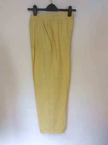 VINTAGE ESCADA LEMON LINEN JACKET,SKIRT & TROUSER SUIT FIT UK 12