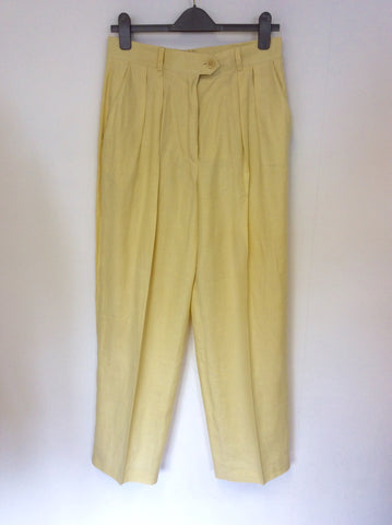 VINTAGE ESCADA LEMON LINEN JACKET,SKIRT & TROUSER SUIT FIT UK 12