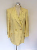 VINTAGE ESCADA LEMON LINEN JACKET,SKIRT & TROUSER SUIT FIT UK 12