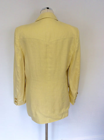 VINTAGE ESCADA LEMON LINEN JACKET,SKIRT & TROUSER SUIT FIT UK 12