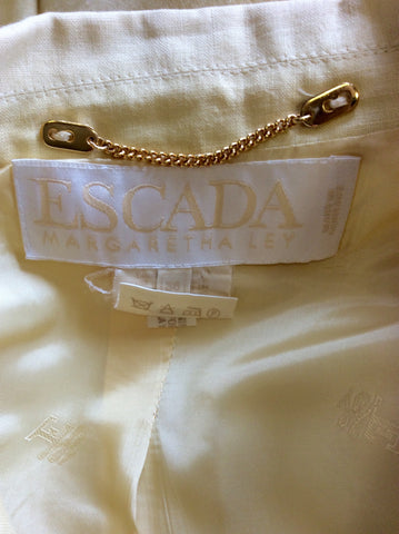 VINTAGE ESCADA LEMON LINEN JACKET,SKIRT & TROUSER SUIT FIT UK 12