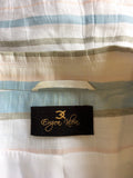 EUGEN KLEIN WHITE,PINK,BLUE & GREEN STRIPED LINEN BLEND JACKET SIZE 18