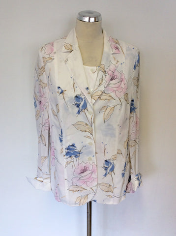 HAUBER WHITE FLORAL PRINT BLUSE/ JACKET & MATCHING TOP SIZE 12/16